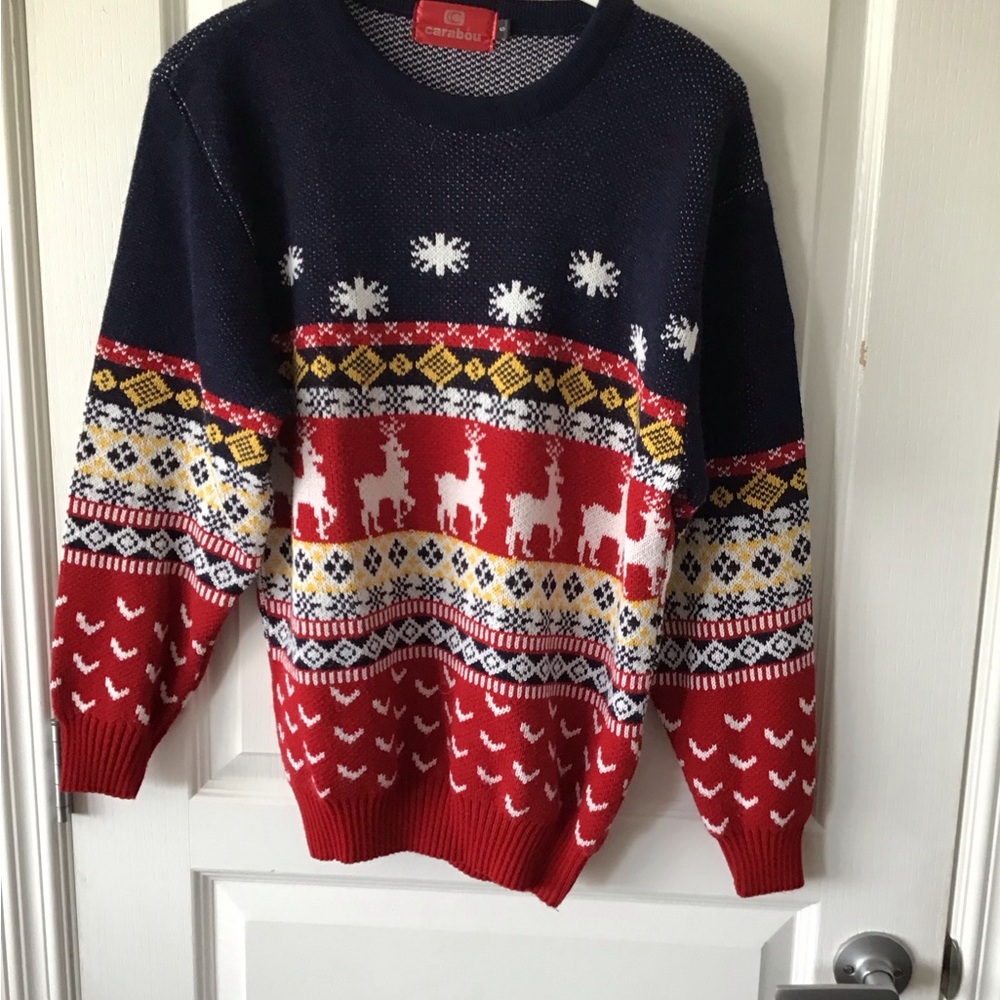 Men’s Caribou Festive Red and Navy Sweater
